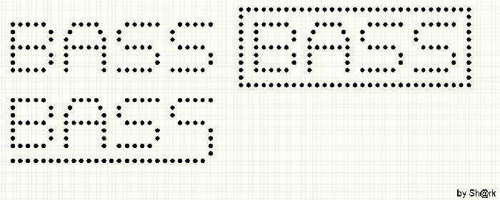 links oben einfach gehalten / rechts oben mit rahmen / links unten dient das 2. S als Unterstrich