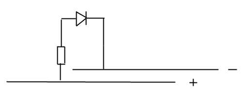 Die langen Striche unten sind die parallelen Stromleitungen. Jede LED ist so an den Stromkreis angeschlossen.